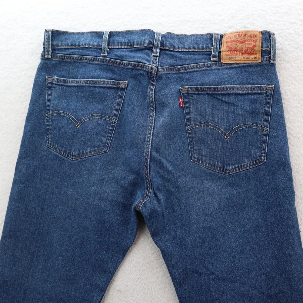 Levi's Jeans Men 38x30 Blue 505 Straight Medium Wash Denim Y2K Cowboy Grunge 90s